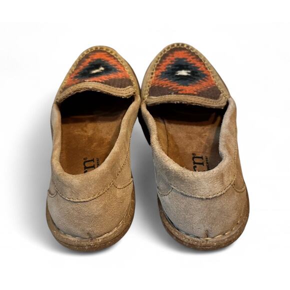 Sundance BORN Nava Loafers Suede Brown Comfort Embroidered Aztec Women Sz 7 Boho - Picture 2 of 4